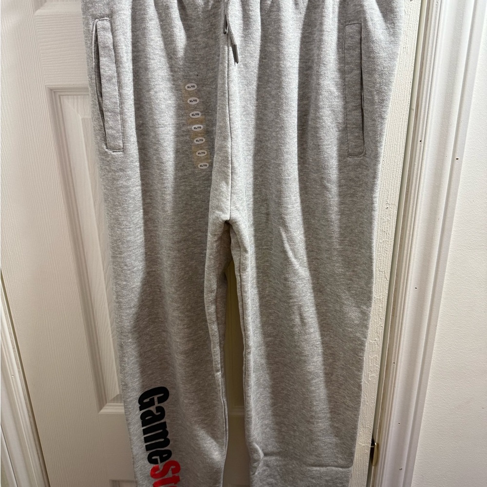 Men's Light Gray Jogger Sweatpants with Leg Logo